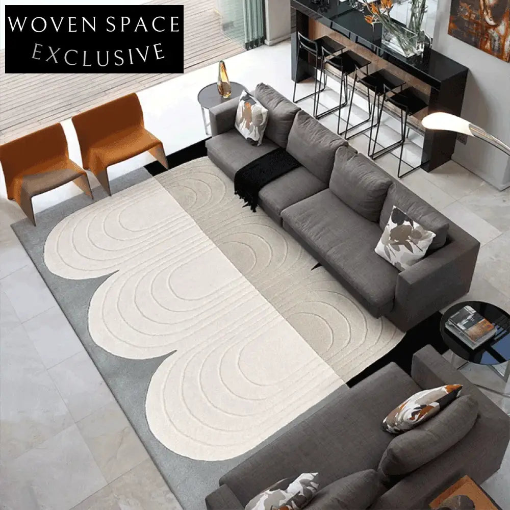 Luxury French Vintage Striped Coffee Table Rug - Modern Minimalist Home Carpet