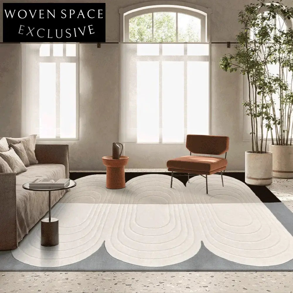 Luxury French Vintage Striped Coffee Table Rug - Modern Minimalist Home Carpet