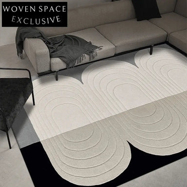 Luxury French Vintage Striped Coffee Table Rug - Modern Minimalist Home Carpet