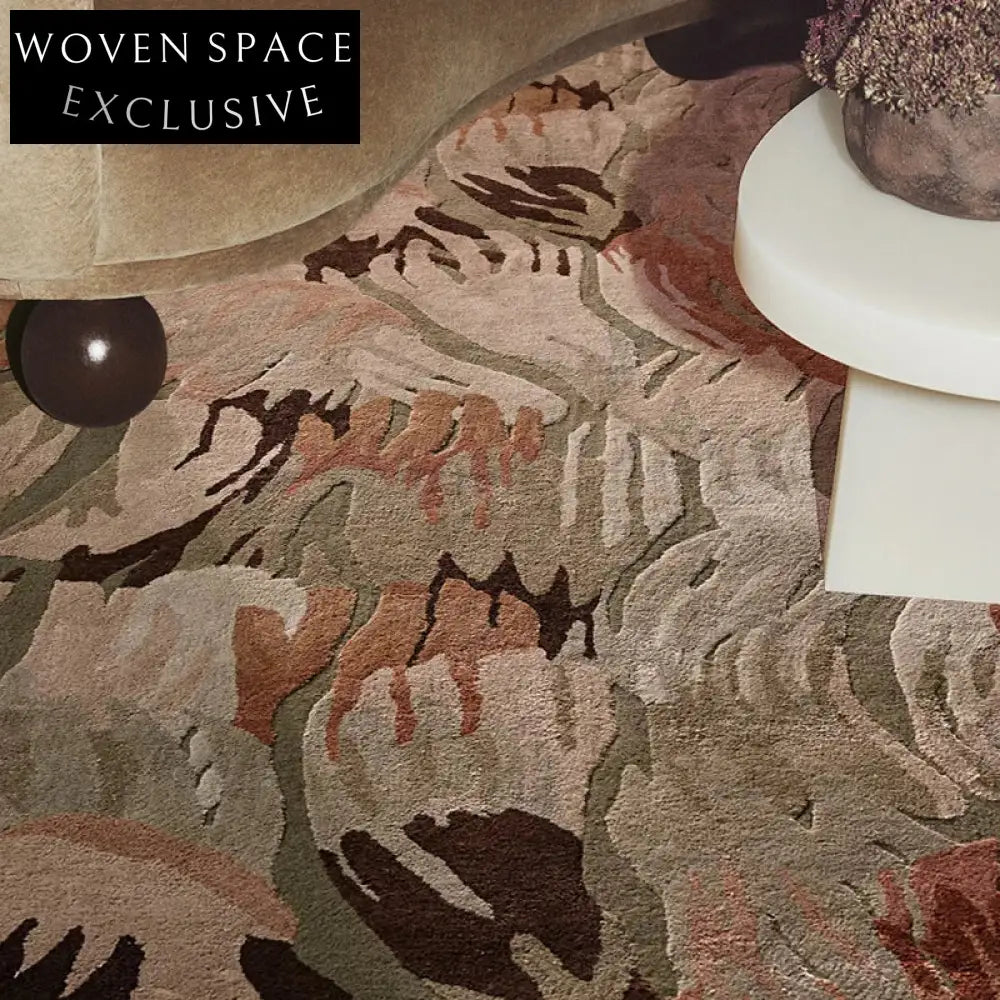 Luxury French Vintage Wool Blend Coffee Table Area Rug, Custom Striped Carpet