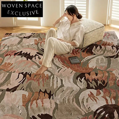 Luxury French Vintage Wool Blend Coffee Table Area Rug, Custom Striped Carpet