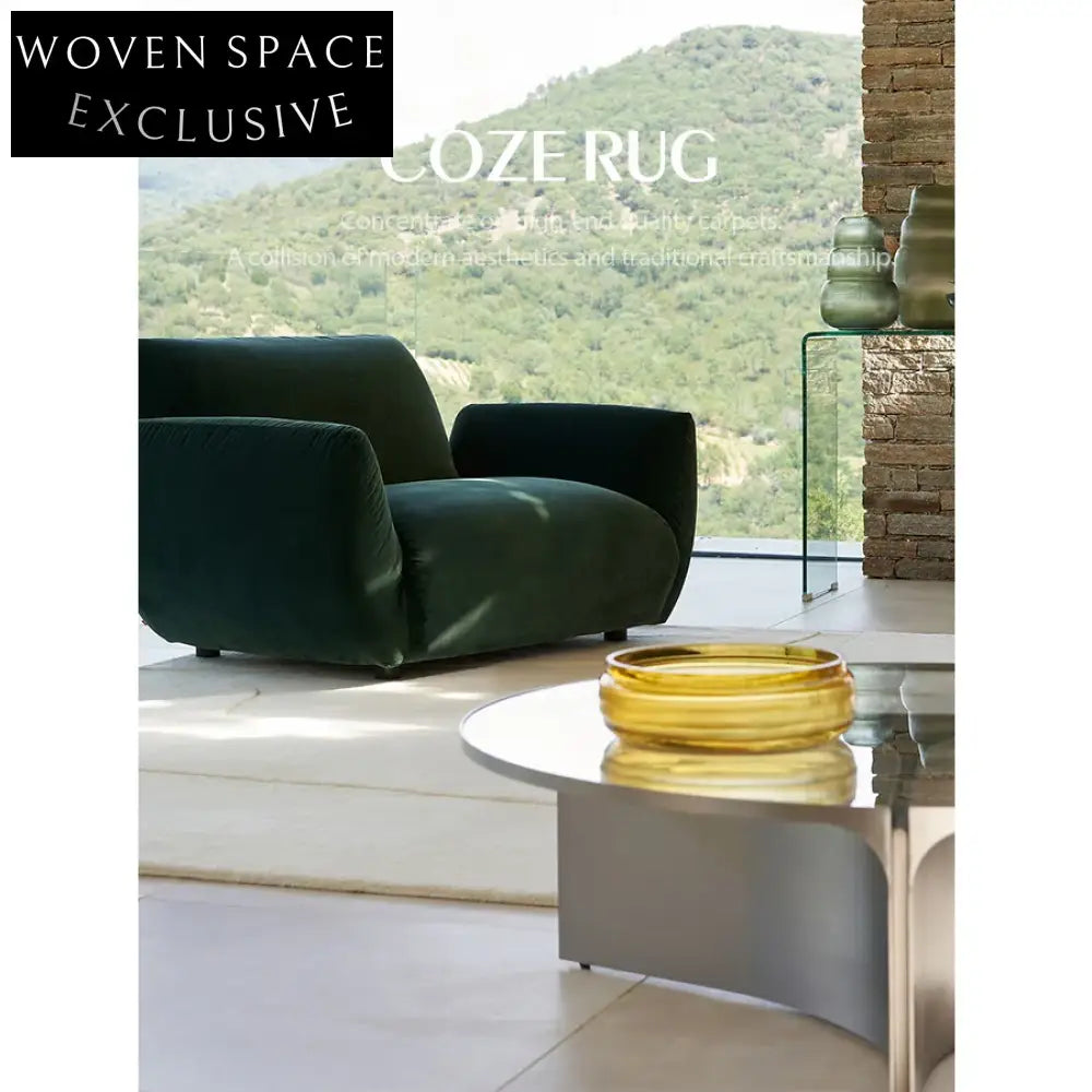 Luxury French Vintage Wool Coffee Table Rug - Custom Modern Minimalist Decor