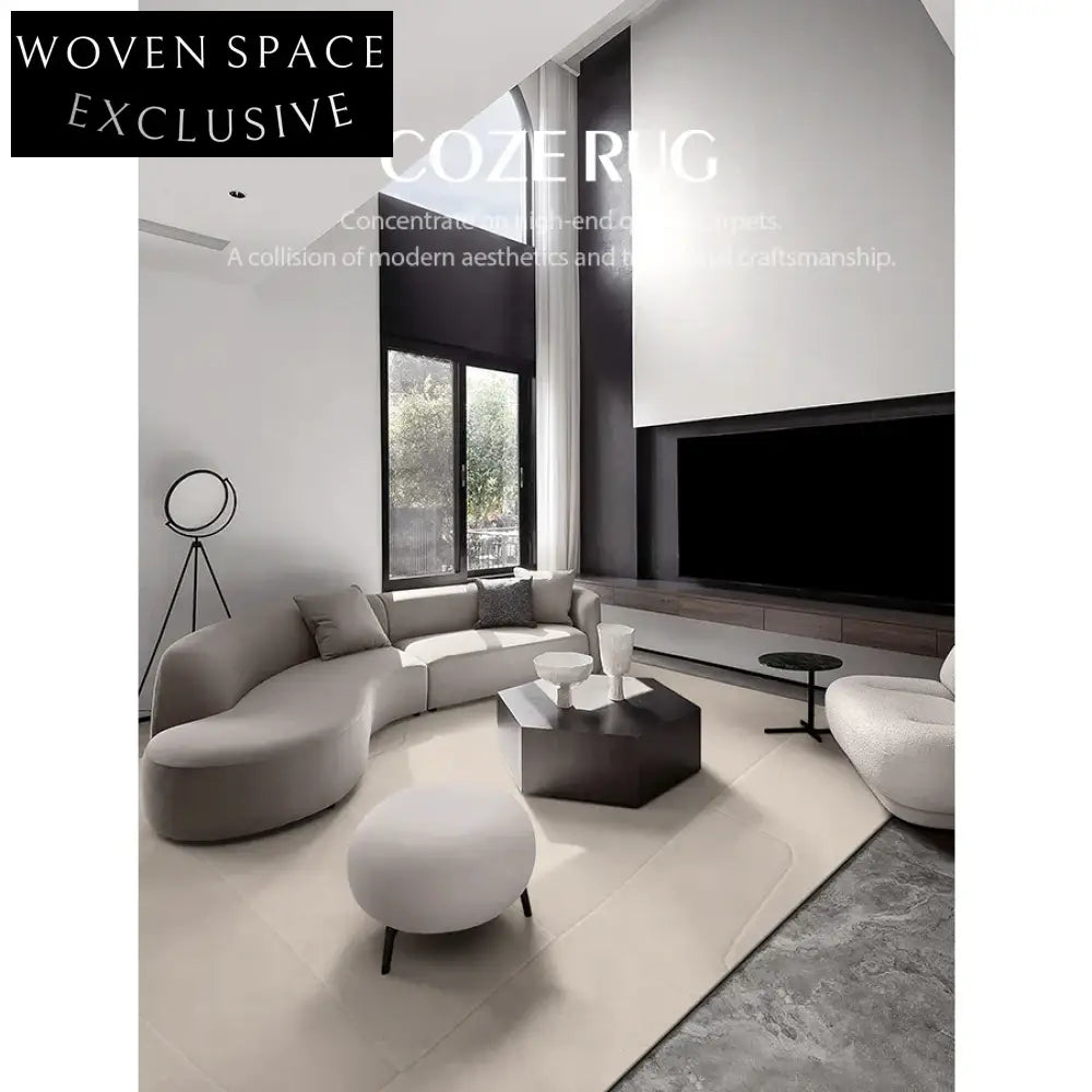 Luxury French Vintage Wool Coffee Table Rug - Custom Modern Minimalist Decor