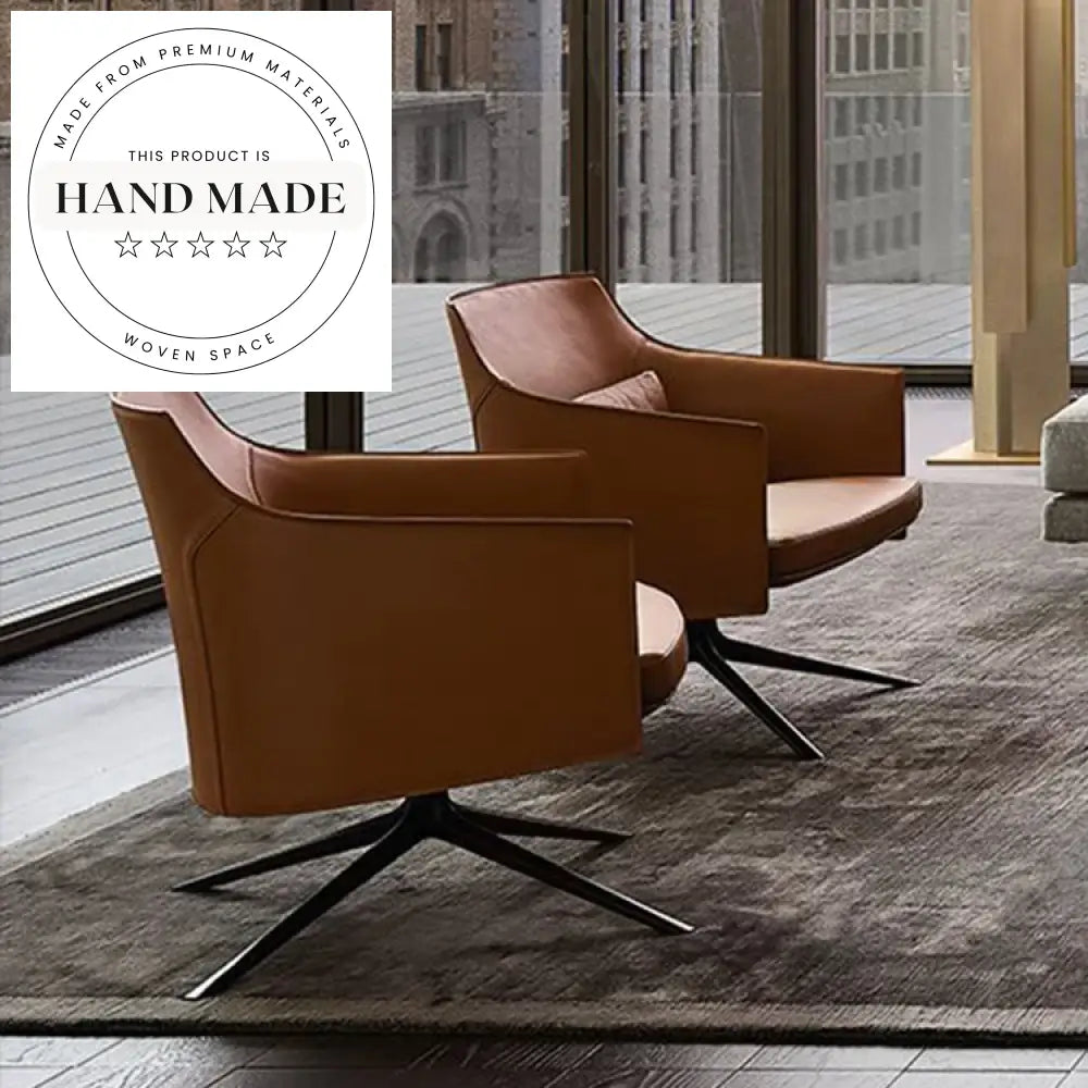 Luxury Genuine Leather Adjustable Swivel Lounge Chair with Footrest for Comfort