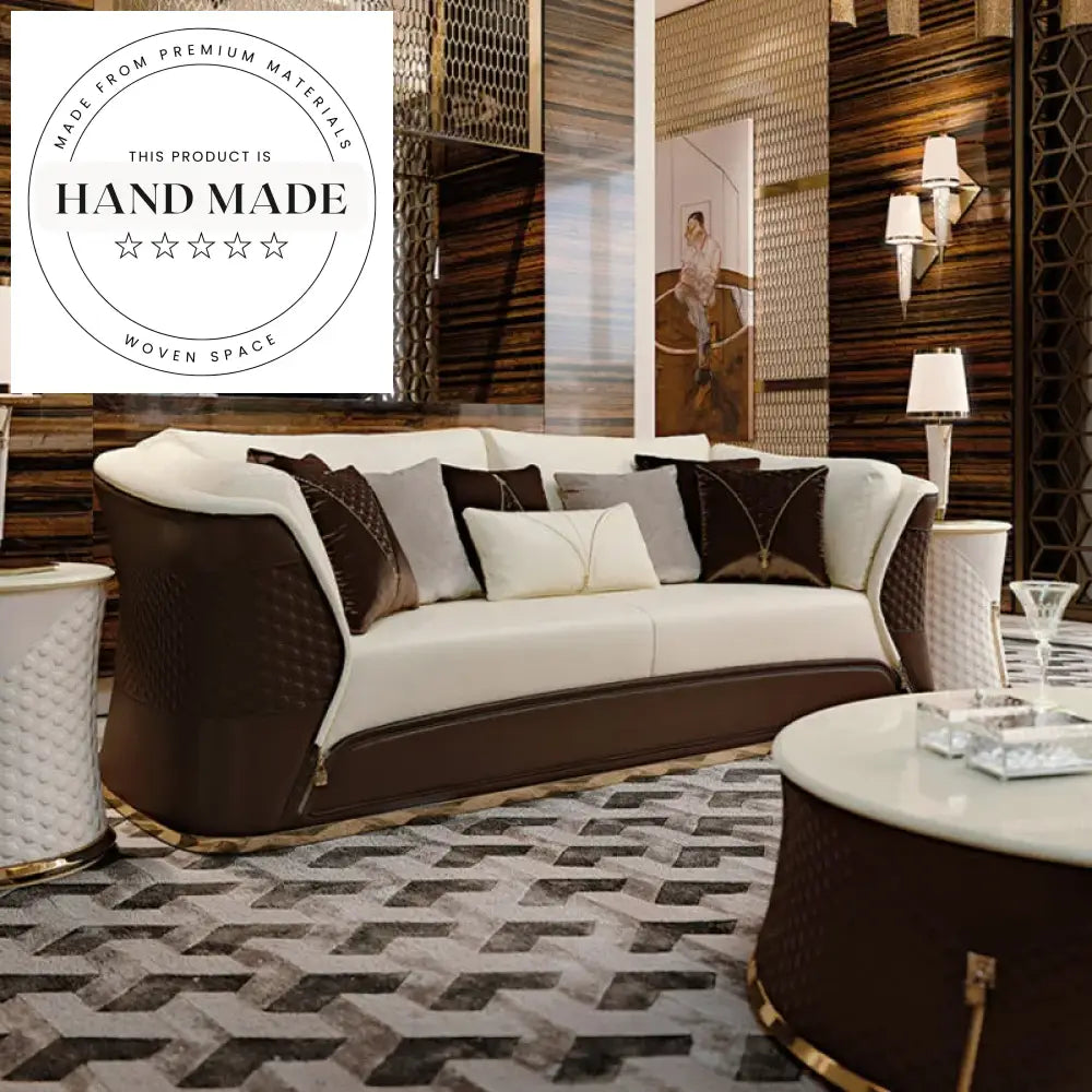 Luxury Genuine Leather Tufted Modern Villa Living Room Sectional Sofa
