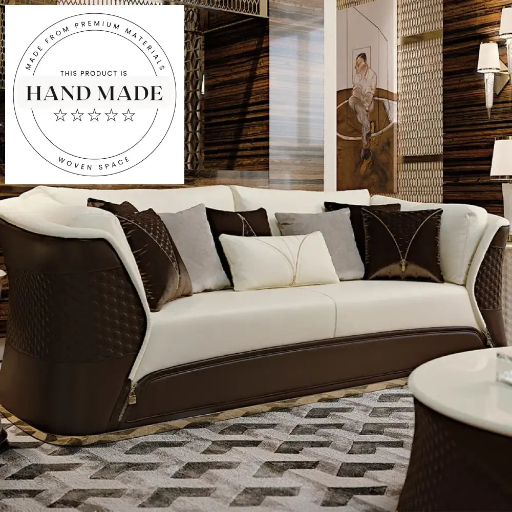 Luxury Genuine Leather Tufted Modern Villa Living Room Sectional Sofa
