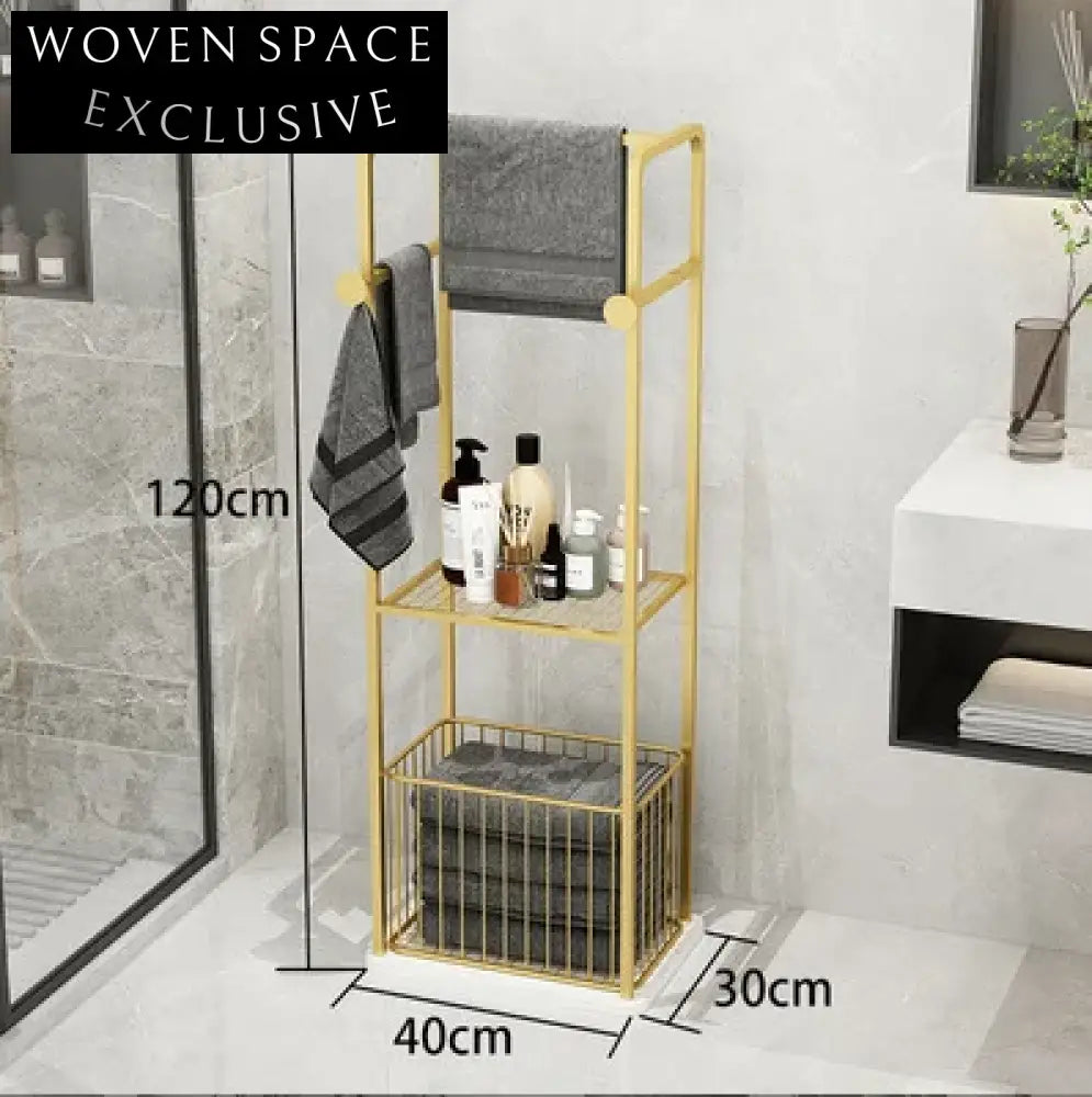 Luxury Gold 304 Stainless Steel Floor Standing Towel Rack with Marble Base