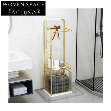 Luxury Gold Freestanding 304 Stainless Steel Bathroom Towel Holder Rack
