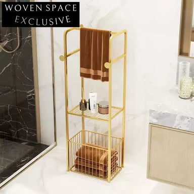 Luxury Gold Freestanding 304 Stainless Steel Bathroom Towel Holder Rack