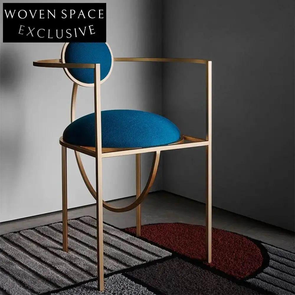 Luxury Gold Metal Frame Modern Dining Armchair with Unique Fabric Design Chair