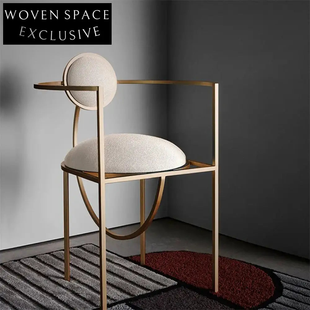 Luxury Gold Metal Frame Modern Dining Armchair with Unique Fabric Design Chair