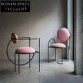 Luxury Gold Metal Frame Modern Dining Armchair with Unique Fabric Design Chair