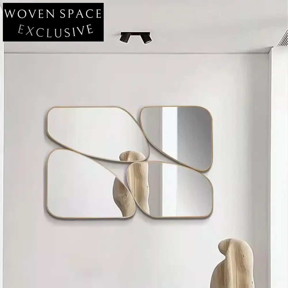 Luxury Gold Metal Framed Stereoscopic Wall Decor Vanity Dressing Mirror