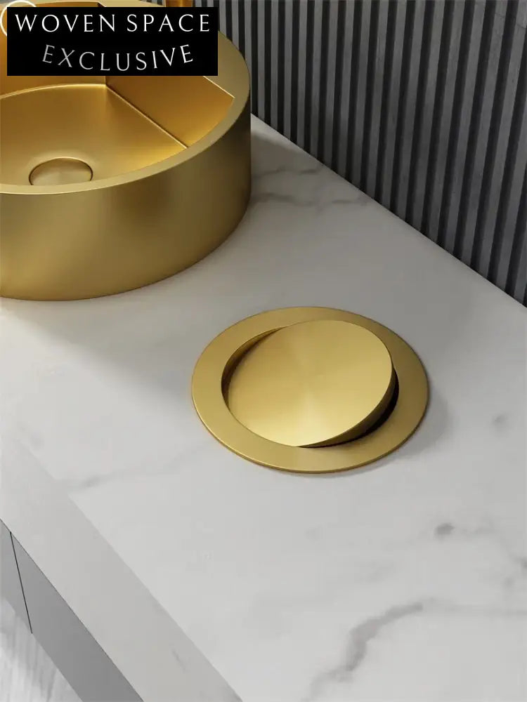Luxury Gold Round Stainless Steel Vessel Sink, Above Counter Bathroom Basin