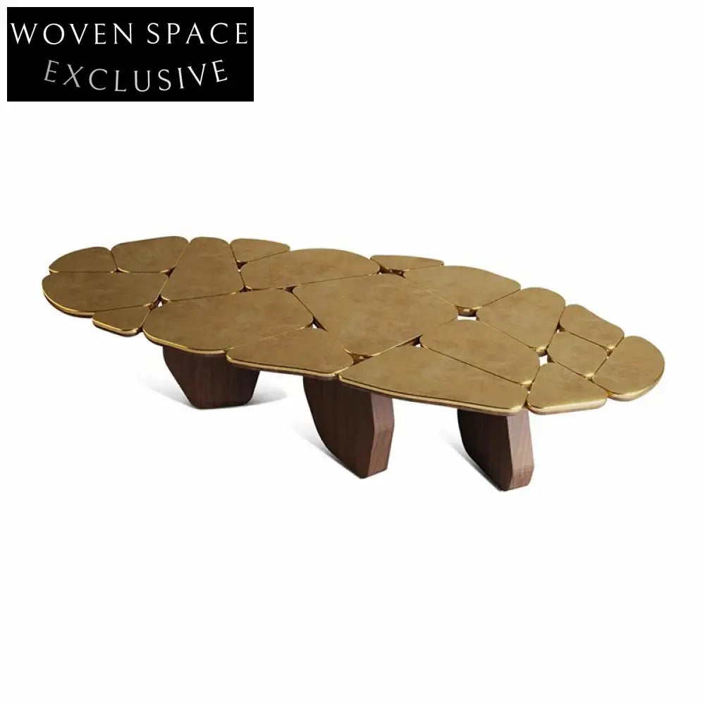 Luxury Gold Stainless Steel Dining Table with Solid Wood Legs for Restaurants