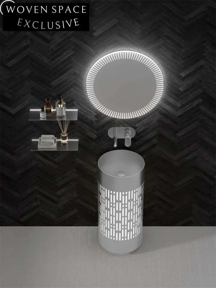 Luxury Gold Stainless Steel Pedestal Wash Basin with Unique Fish Scale Design