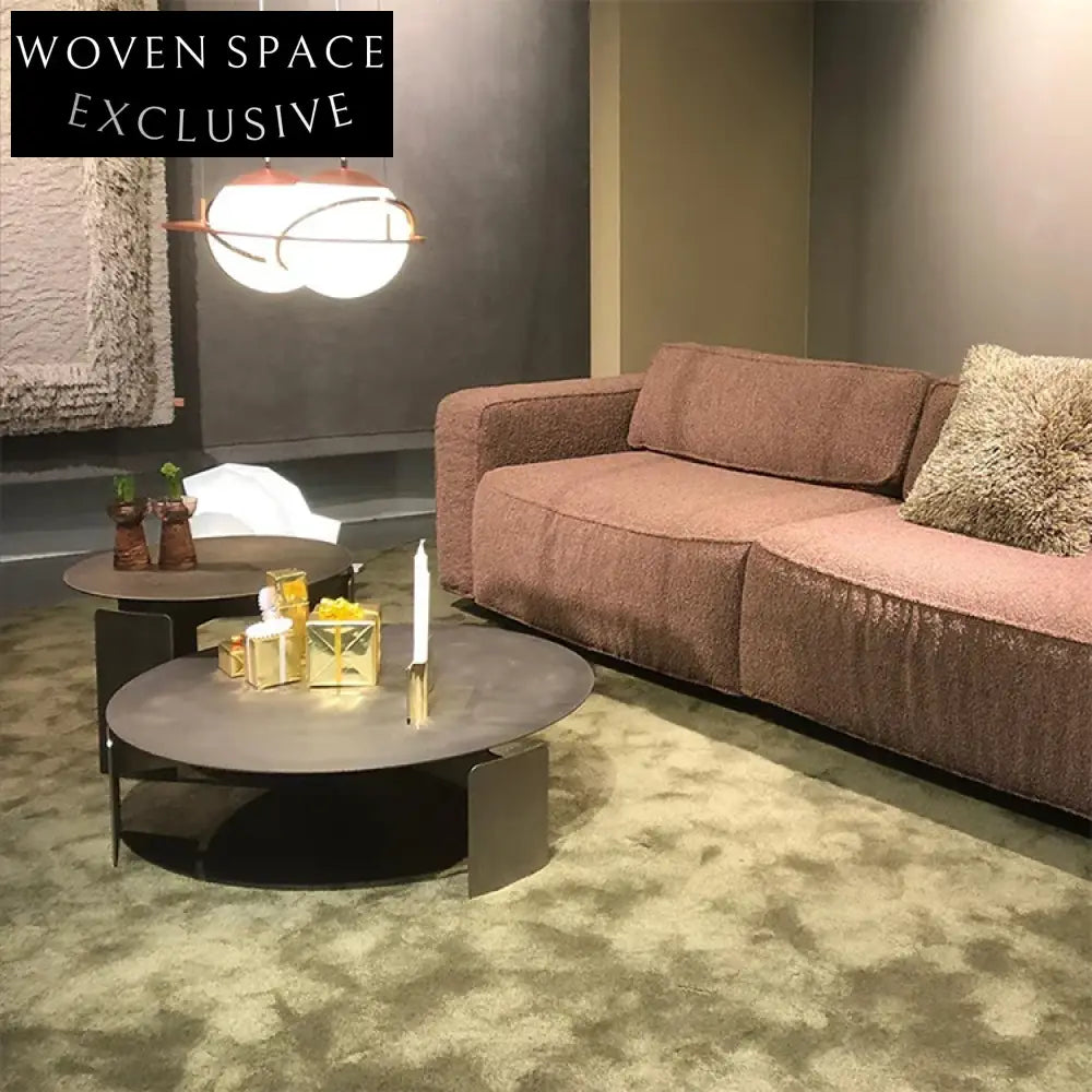 Luxury Gold Stainless Steel Round Coffee Table Set Modern Living Room