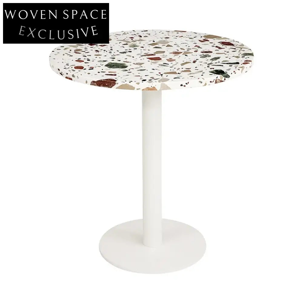 Luxury Gold Stainless Steel Terrazzo Dining Table with Modern Round Top