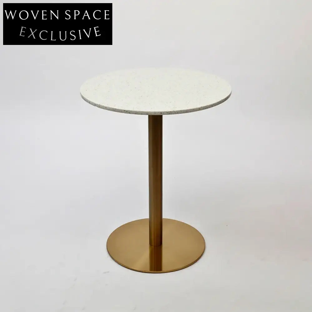 Luxury Gold Stainless Steel Terrazzo Dining Table with Modern Round Top