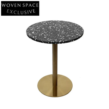 Luxury Gold Stainless Steel Terrazzo Dining Table with Modern Round Top