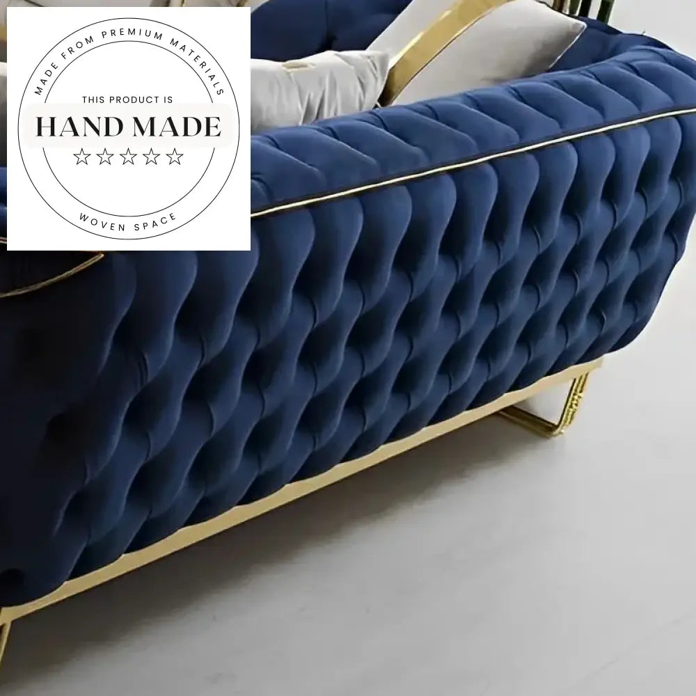 Luxury Gold Stainless Steel Velvet Upholstered 3 Seater Lounge Sofa