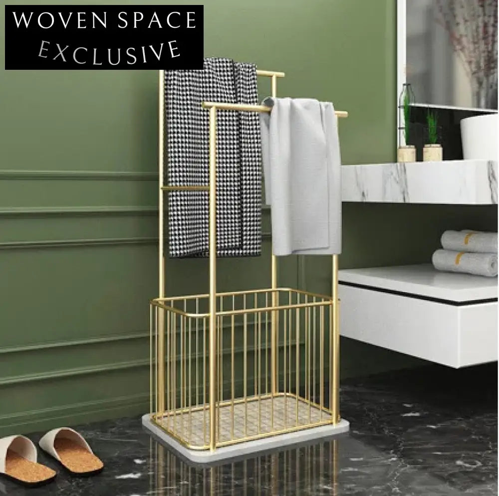 Luxury Gold SUS 304 Stainless Steel White Marble Base Bathroom Towel Rack