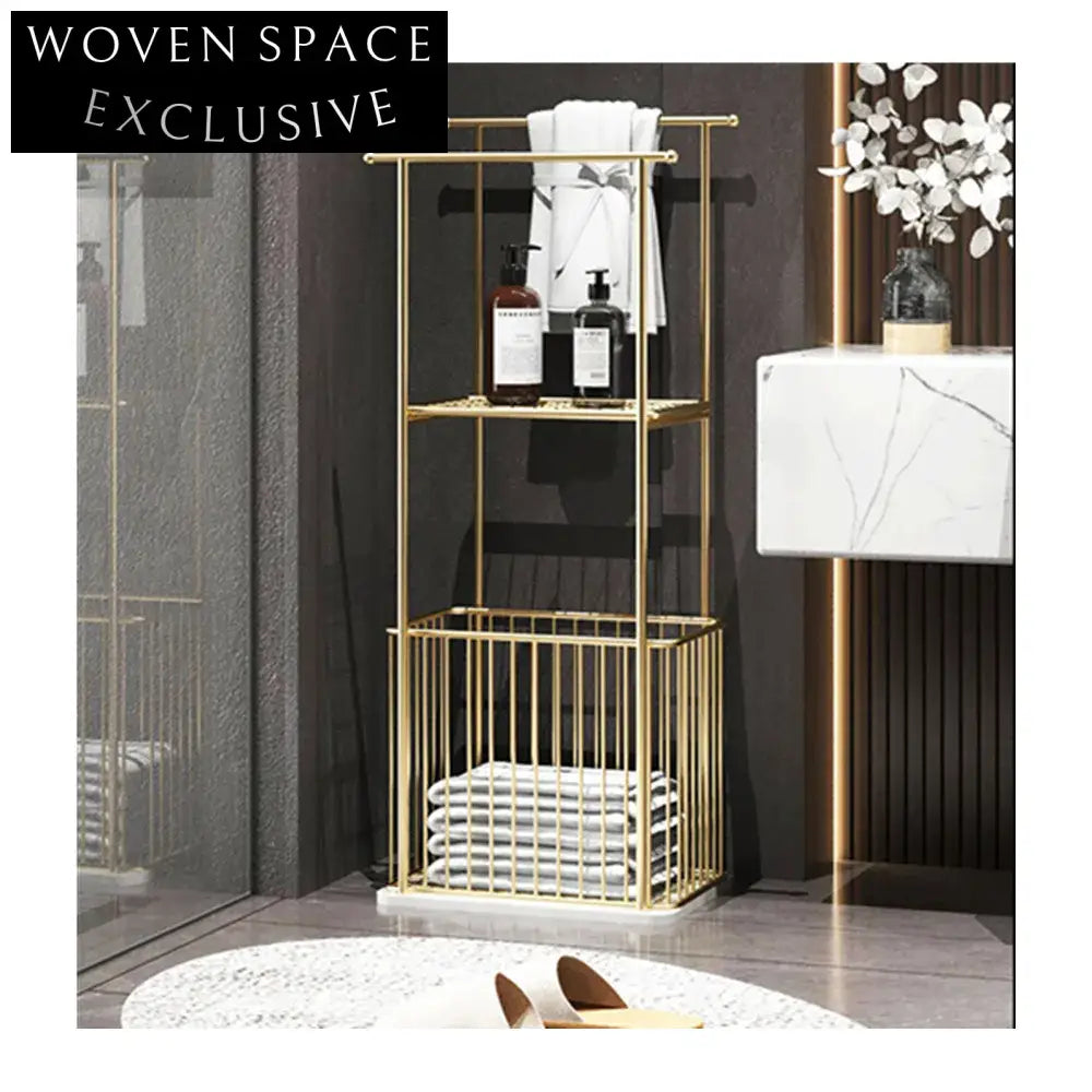 Luxury Gold SUS 304 Stainless Steel White Marble Base Bathroom Towel Rack