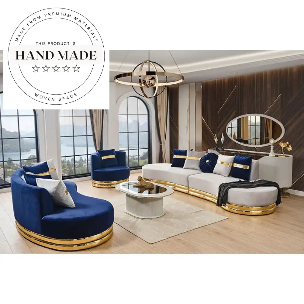 Luxury Gold Velvet Modular Extendable Indoor Sectional Sofa