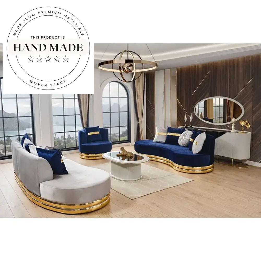Luxury Gold Velvet Modular Extendable Indoor Sectional Sofa