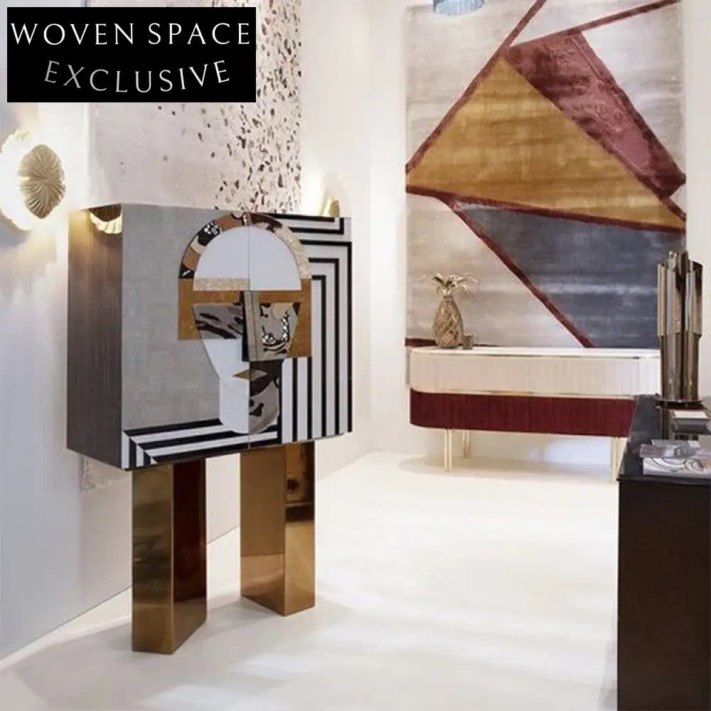 Luxury Gold Wooden Side Cabinet for Living Room Storage & Decor