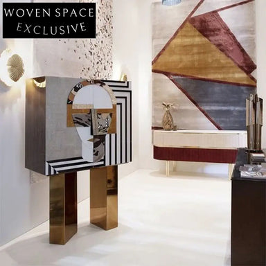 Luxury Gold Wooden Side Cabinet for Living Room Storage & Decor