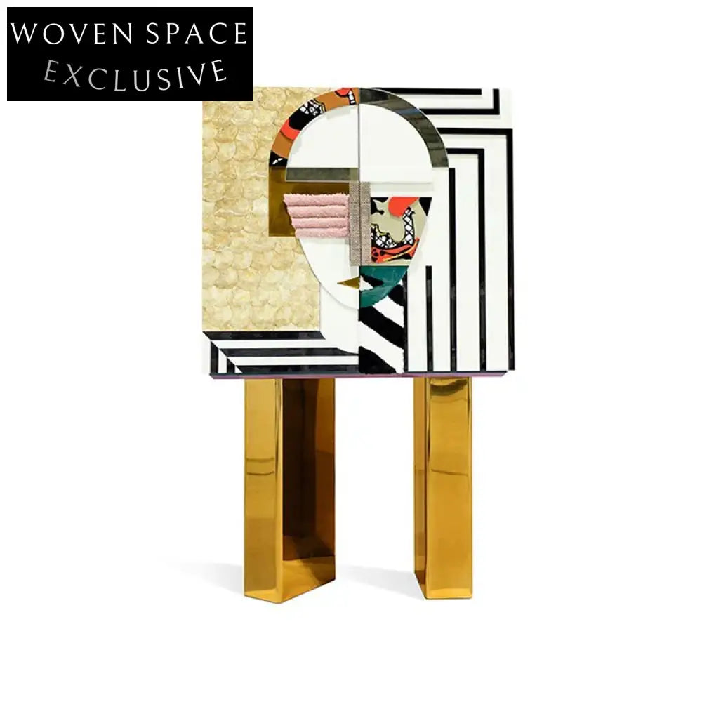 Luxury Gold Wooden Side Cabinet for Living Room Storage & Decor