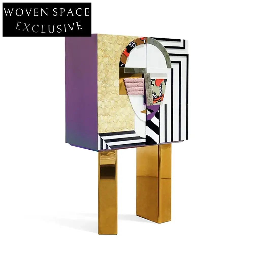 Luxury Gold Wooden Side Cabinet for Living Room Storage & Decor