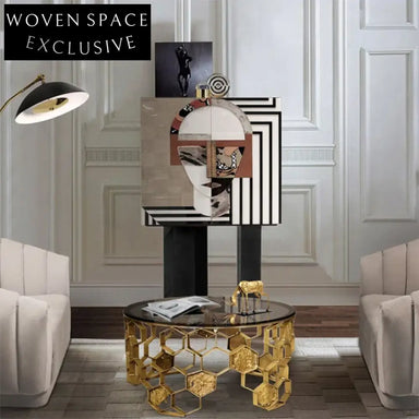 Luxury Gold Wooden Side Cabinet for Living Room Storage & Decor