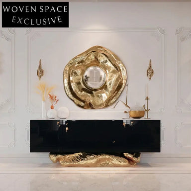 Luxury Golden Metal Marble Sideboard Console TV Unit for Modern Living Room