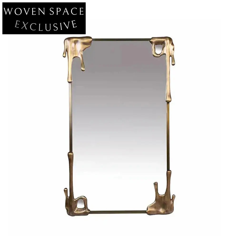 Luxury Golden Rectangle Full-Length Solid Wood Framed Wall Mirror for Decor