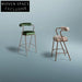 Luxury Green Velvet Fabric Metal Leg High Bar Stool for Kitchen Dining