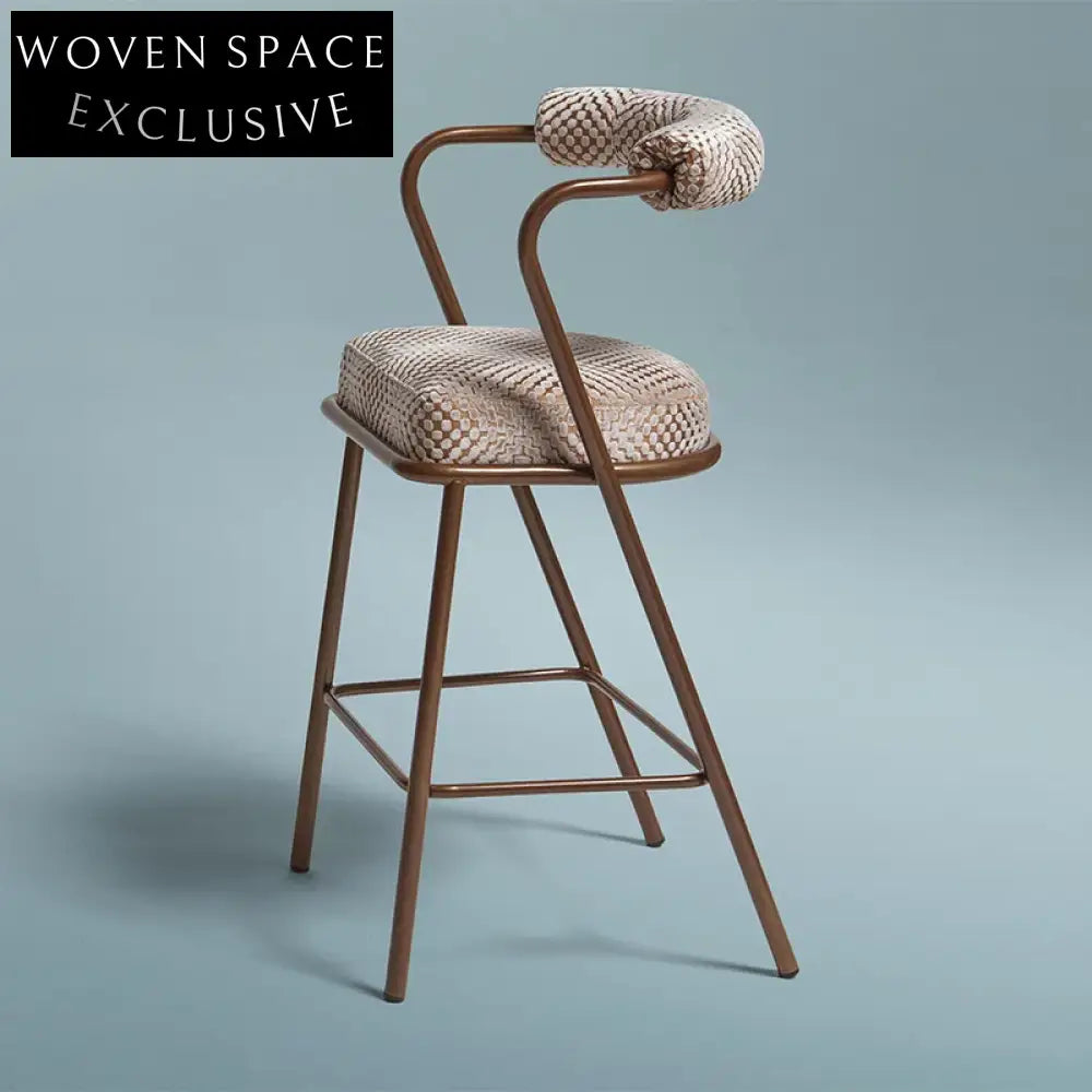 Luxury Green Velvet Fabric Metal Leg High Bar Stool for Kitchen Dining