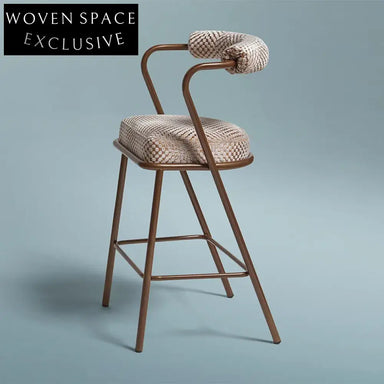 Luxury Green Velvet Fabric Metal Leg High Bar Stool for Kitchen Dining