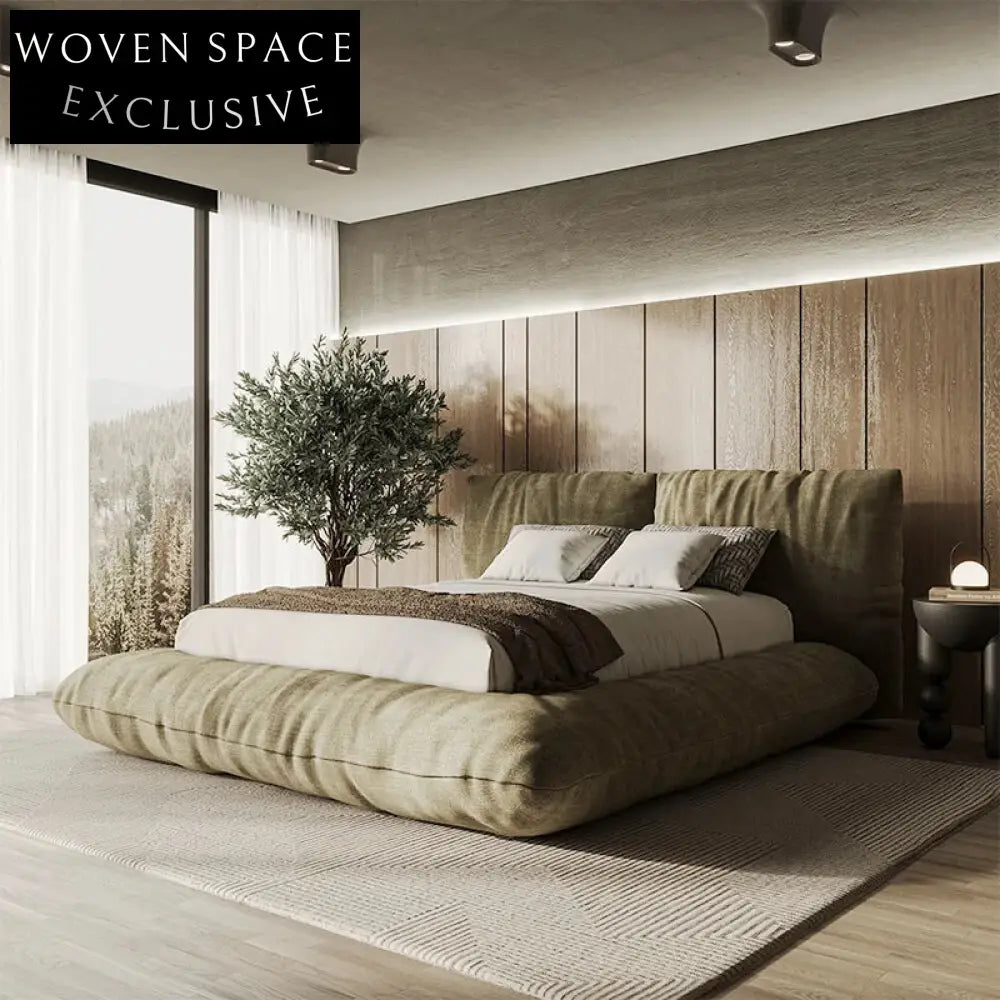 Luxury Green Velvet King Size Bed Frame with High Italian Style Headboard