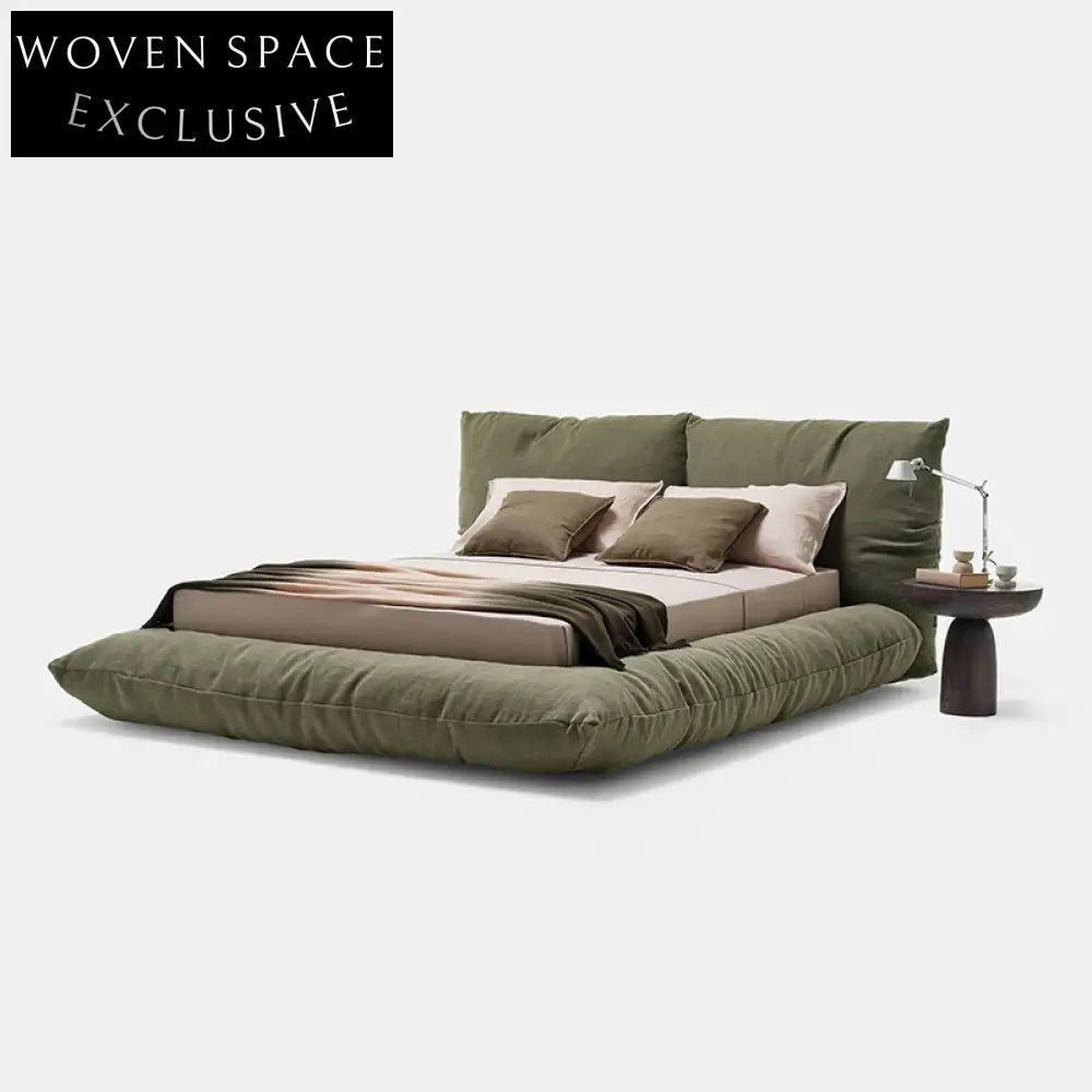 Luxury Green Velvet King Size Bed Frame with High Italian Style Headboard