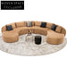Luxury Half-Round Suede Fabric Modular Sectional Low Arm Floor Sofa
