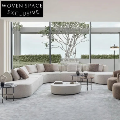 Luxury Half-Round Suede Fabric Modular Sectional Low Arm Floor Sofa