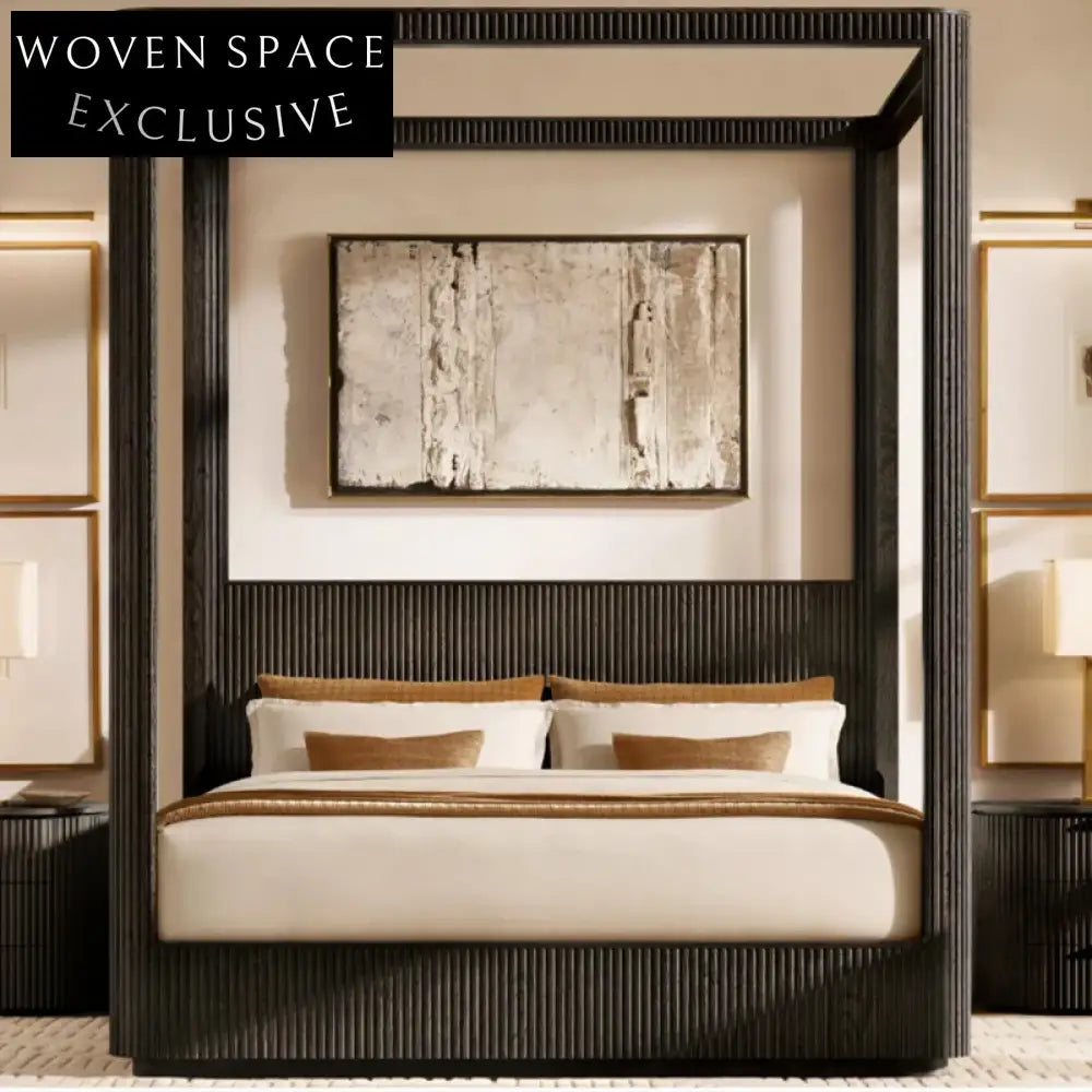 Luxury Hand Carved Solid Oak Four-Poster King Size Bed Frame