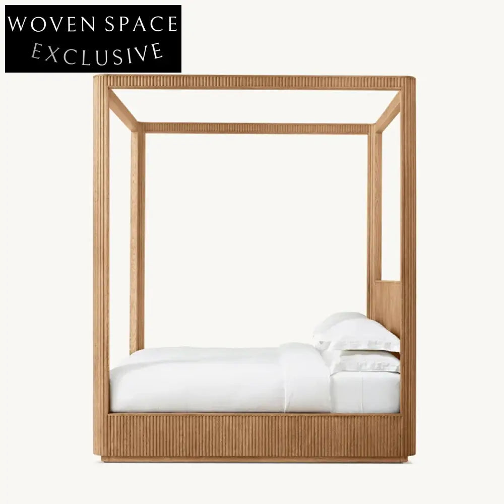 Luxury Hand Carved Solid Oak Four-Poster King Size Bed Frame