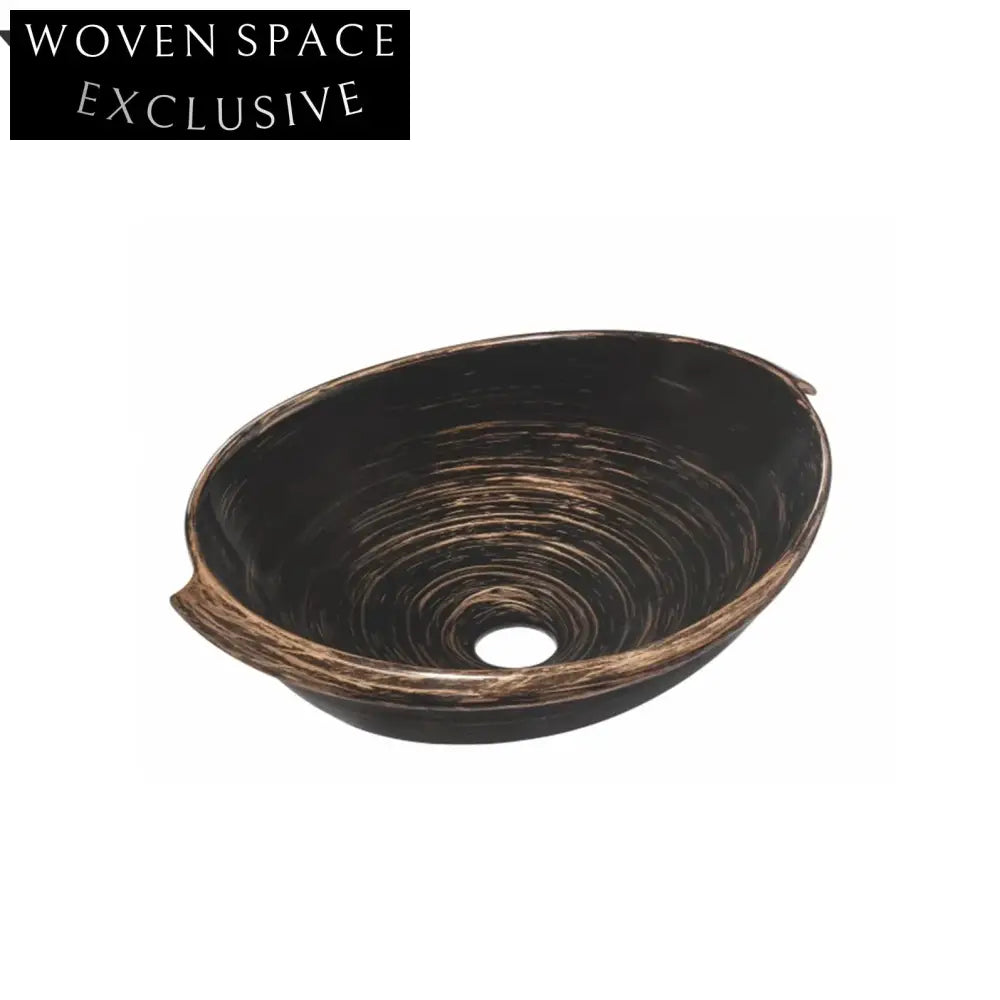 Luxury Hand-Painted Gold Ceramic Countertop Bathroom Vessel Sink Art Basin