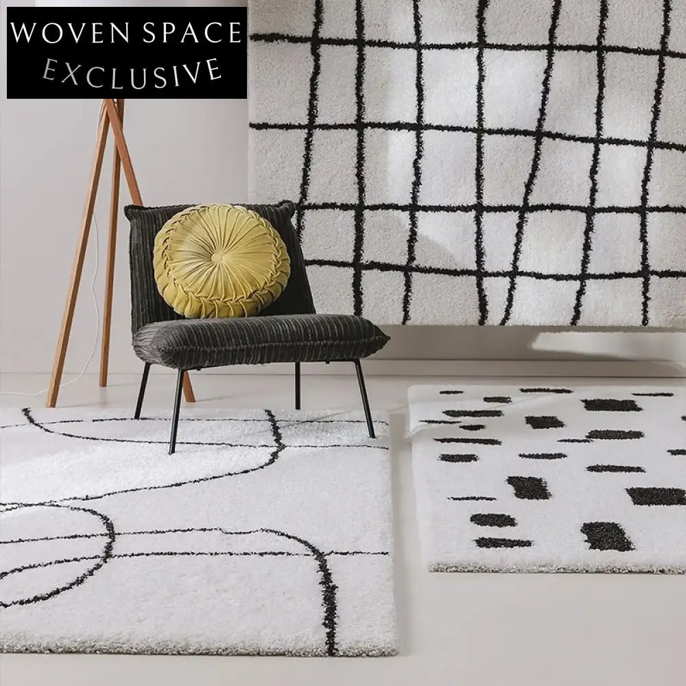 Luxury Hand-Tufted Modern Ivory Irregular Shape Washable Polyester Area Rug