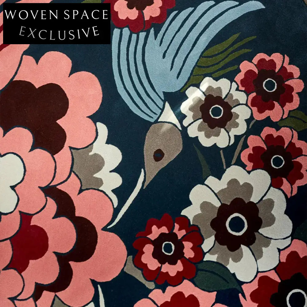 Luxury Hand-Tufted Wool Area Rug: American Retro French Floral Design for Living Room