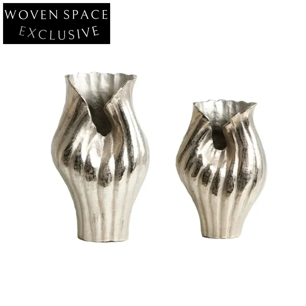 Luxury Handmade Art Deco Aluminum Flower Vase for Modern Home Decor Accents