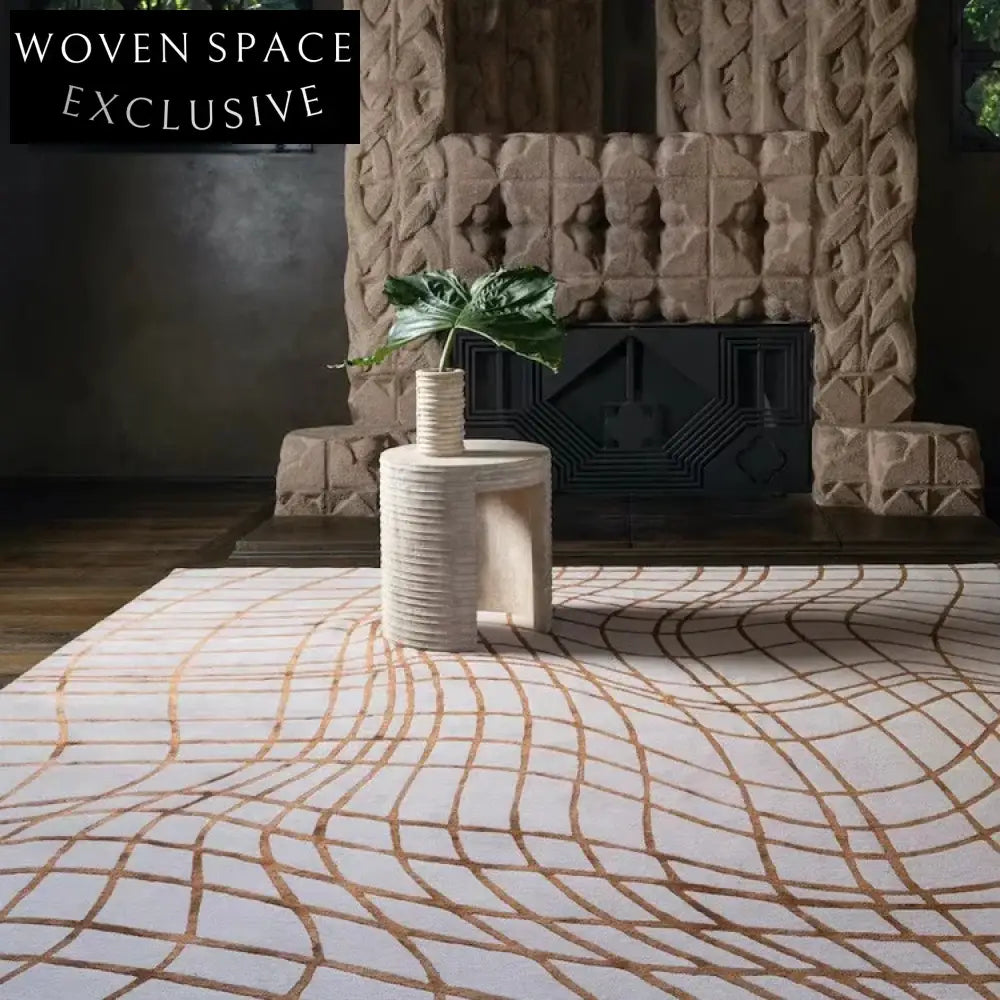 Luxury Handmade Modern Striped Pattern Polyester Area Rug for Living Room Decor